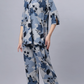Sukanya Comfortable Women's Cotton Blend Half Sleeves Night Suit, Blue, Soft and Elegant Print Sleepwear