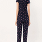Navy Printed Half Sleeves Round Neck