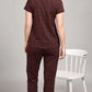 Coffee Printed Half Sleeves Round Neck