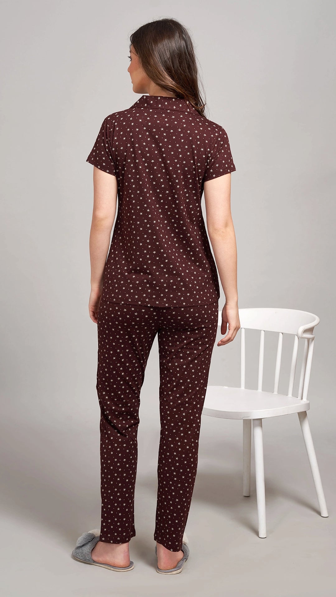 Coffee Printed Half Sleeves Round Neck