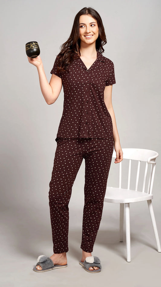 COFFEE Printed Half Sleeves Round Neck