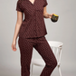 Coffee Printed Half Sleeves Round Neck