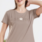 Mauve Printed Half Sleeves Round Neck