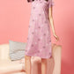 Sukanya  Women's Printed Lounge Wear Gown - Pink, Regular Fit, Ideal for Women's, Sinker Fabric, Half Sleeves, Round Neck
