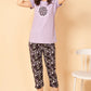 Sukanya  Women's Printed Sinker Capri Set , Regular Fit Loungewear , Ideal for Women , Lounge Wear Nightdress Capri Set Sleepwear , Lilac Printed Half Sleeves Round Neck.