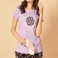 Sukanya  Women's Printed Sinker Capri Set , Regular Fit Loungewear , Ideal for Women , Lounge Wear Nightdress Capri Set Sleepwear , Lilac Printed Half Sleeves Round Neck.