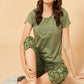 Sukanya  Women's Printed Sinker Capri Set , Regular Fit Loungewear , Ideal for Women , Lounge Wear Nightdress Capri Set Sleepwear , Green Printed Half Sleeves Round Neck.