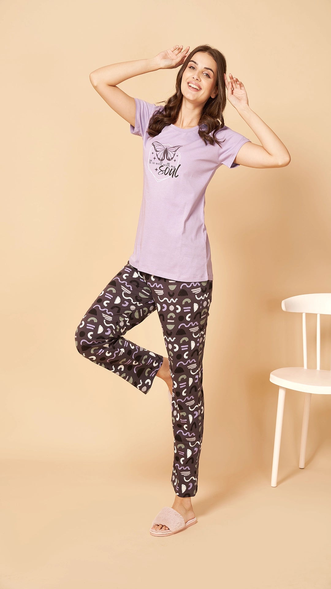 Sukanya  Women's Printed Sinker Nightsuit Set , Regular Fit Loungewear , Ideal for Women , Lounge Wear Nightdress Pyjama Set Sleepwear , Skin Printed Half Sleeves Round Neck.