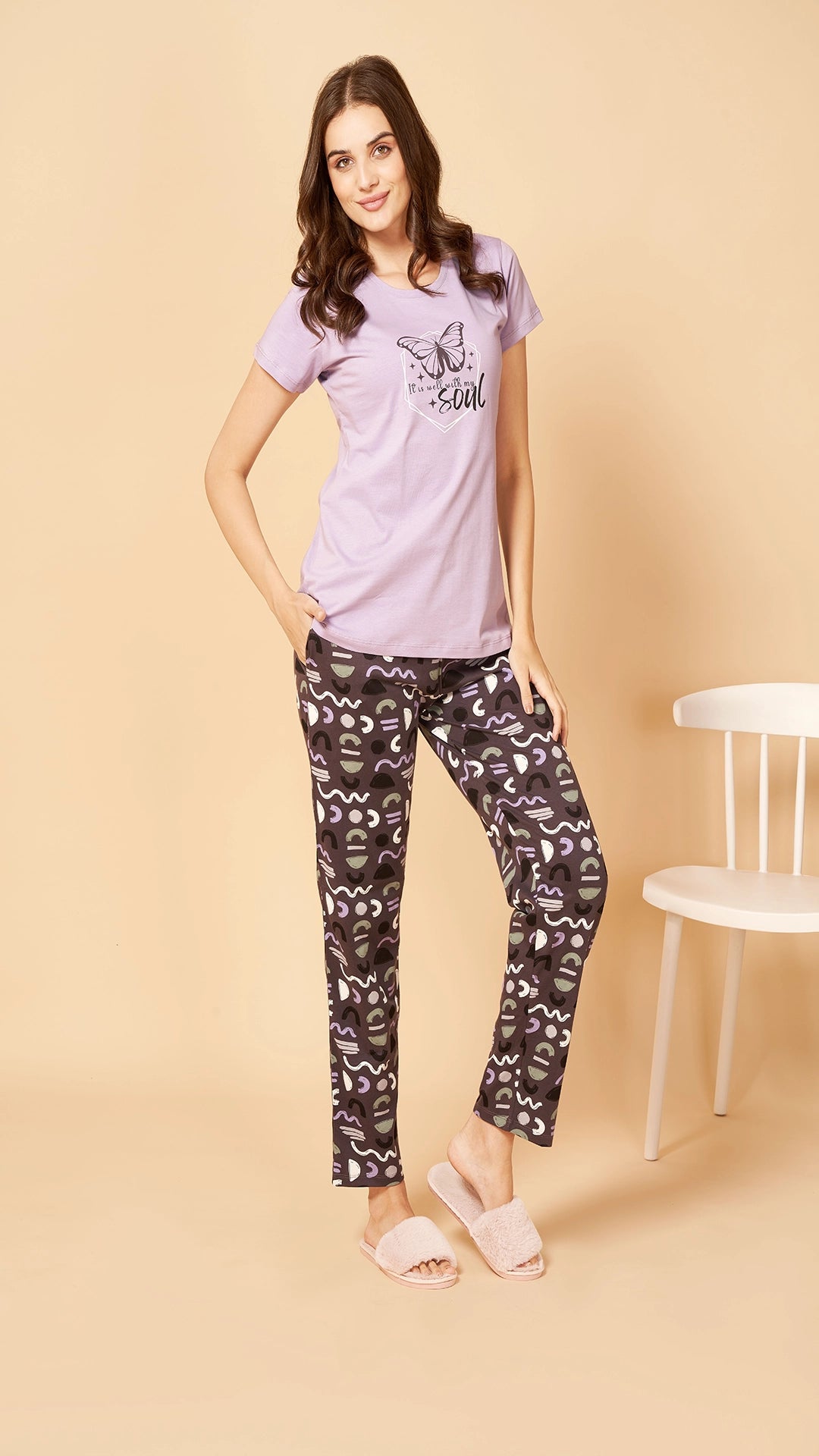 Sukanya  Women's Printed Sinker Nightsuit Set , Regular Fit Loungewear , Ideal for Women , Lounge Wear Nightdress Pyjama Set Sleepwear , Skin Printed Half Sleeves Round Neck.