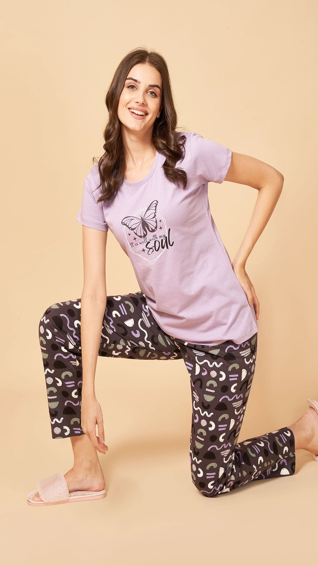 Sukanya  Women's Printed Sinker Nightsuit Set , Regular Fit Loungewear , Ideal for Women , Lounge Wear Nightdress Pyjama Set Sleepwear , Skin Printed Half Sleeves Round Neck.