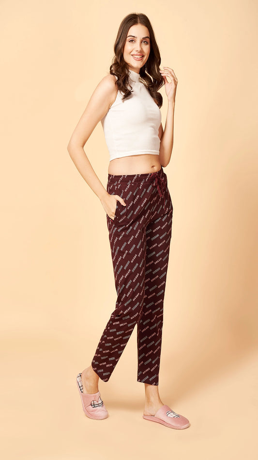 Sukanya  Women's Lounge Wear  Seprate Pyajama  - Maroon, Sinker Fabric, Regular Fit