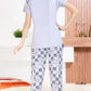 Grey Printed Half Sleeves Round Neck