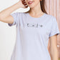 Grey Printed Half Sleeves Round Neck